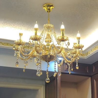 Elegant Crystal Chandelier with Adjustable Hanging Length and LED Lighting