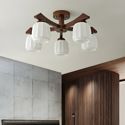 Elegant White Glass Chandelier with Modern Style and LED Light for Residential Use