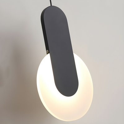 Modern Black Metal Pendant Light with Hanging Cord and White Acrylic Shade