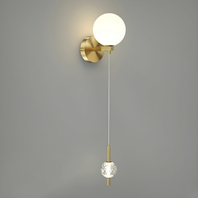 Modern Gold LED Wall Lamp with Clear Glass Shade and Crystal Detail