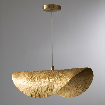 Modern Gold Pendant Light with Adjustable Hanging Length and Round Antique Brass Shade