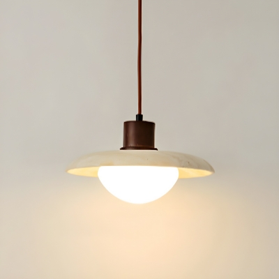 Modern Wood Pendant Light with Beige Stone Shade for Contemporary Residential Use