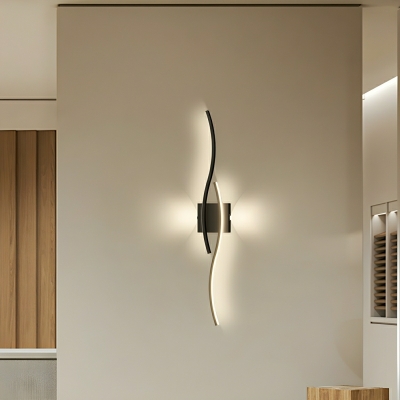 Statement Modern LED Wall Lamp Black Metal Hardwired Sconce with White Silica Gel Shade
