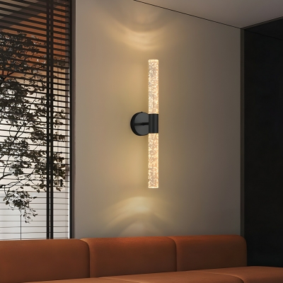 Straight Modern Vanity Light, Ambient LED with Clear Crystal Shade, for Living Rooms & Bathrooms