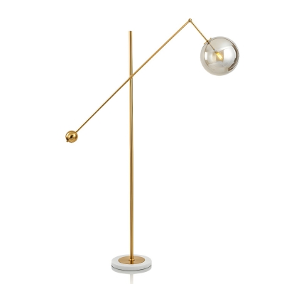 Elegant Gold Globe Floor Lamp Modern LED Lighting, Adjustable Height