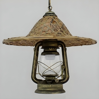 Industrial Metal Pendant Light with Clear Glass Shade, Adjustable Hanging Length and Round Canopy
