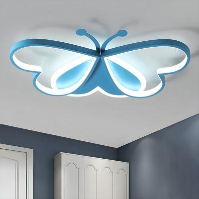LED Children's Metal Semi-Flush Mount Ceiling Light with Iron Shade for Residential Use