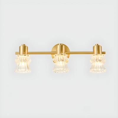 Masterpiece Gold Straight Bi-pin Vanity Light with Crystal Shade