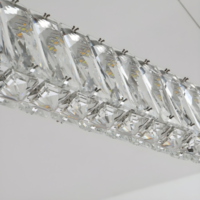 Modern Crystal Rectangular LED Island Light with Clear Shade