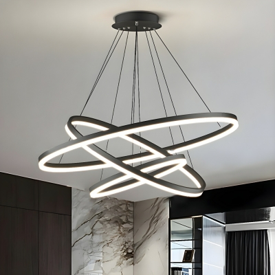 Modern Metal Chandelier with Adjustable Hanging Length and LED Bulbs