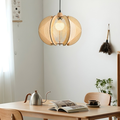 Natural Wood Rope Pendant Light with Adjustable Hanging Length for Modern Home Decor