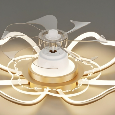 Stepless Dimming Golden Ceiling Fan with Clear Plastic Blades and Remote Control