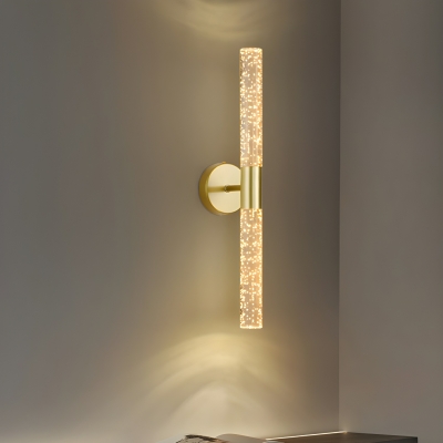 Straight Modern Vanity Light, Ambient LED with Clear Crystal Shade, for Living Rooms & Bathrooms