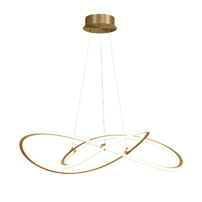 Stylish Contemporary Chandelier with Metal Frame and LED Bulbs in Gold