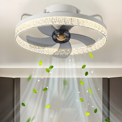 White Flushmount Ceiling Fan with Remote Control and Integrated LED Light
