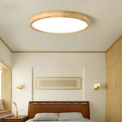White Wood LED Ceiling Light with Acrylic Shade, Modern Style, Ideal for Residential Use