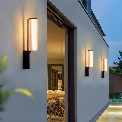 Black 1-Light Outdoor Wall Sconce Modern, Hardwired with Clear Acrylic Shade