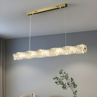 Elegant Crystal Rectangle Island Light with Adjustable Hanging Length