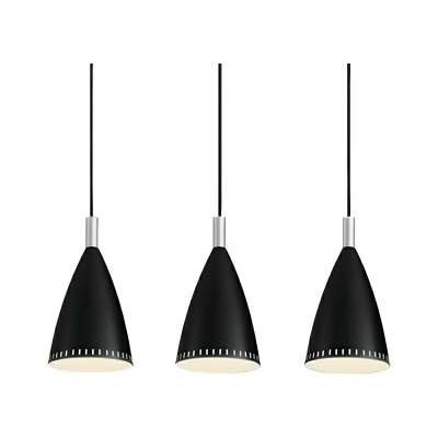 Modern Aluminum Cone Pendant Light with 3 Lights and Adjustable Hanging Length