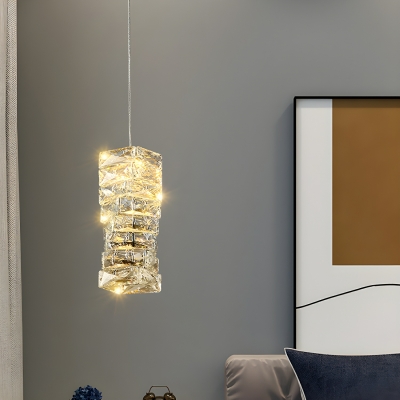 Modern Chrome Crystal Pendant Light with Adjustable Hanging Length