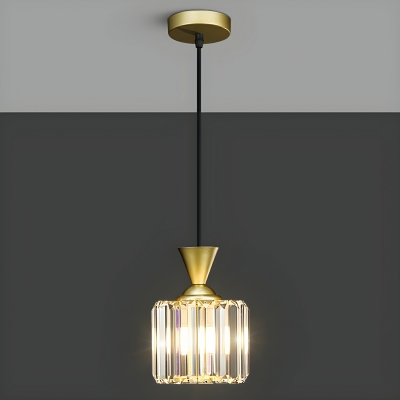 Modern Clear Crystal Pendant with Adjustable Hanging Length for Contemporary Residential Use