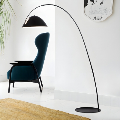 Modern Metal Floor Lamp with Dome Shade (Black) - Ideal Lighting for Residential Use