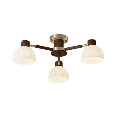 Modern Wood Chandelier with White Glass Shade for Residential Use