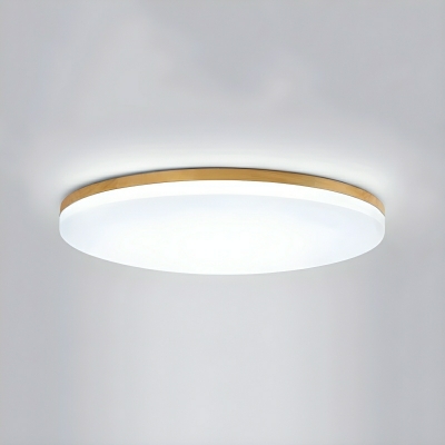 Modern Wood Flush Mount Circle Ceiling Light with White Acrylic Shade