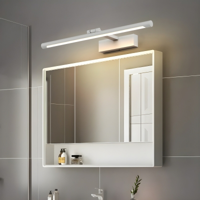 Straight Modern Vanity Light with Ambient LED and Plastic Shade