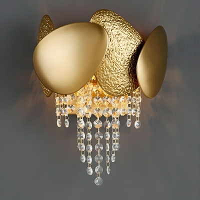 Elegant Modern Gold Crystal Wall Lamp with 2 Lights for Luxurious Home Decor