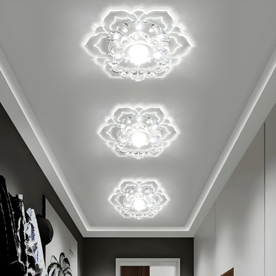 Elegant Modern White Crystal Flush Mount Ceiling Light with Clear Shade