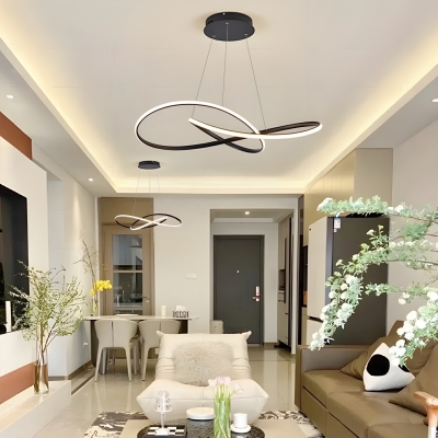 Linear Black Modern LED Chandelier with Adjustable Hanging Length