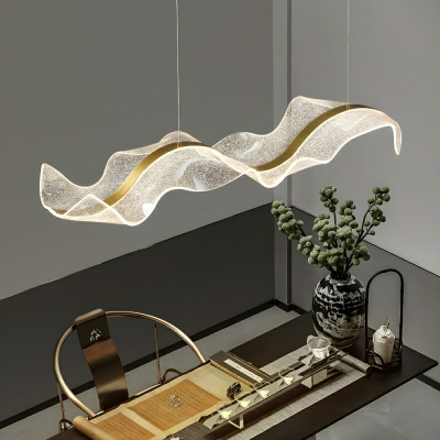 Modern 1-Light Gold Island Light with Adjustable Ambient Acrylic Shade