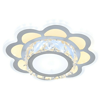 Modern Acrylic Flush Mount Ceiling Light with Clear Crystal Details