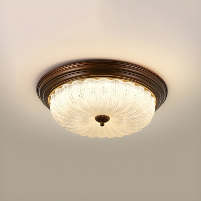 Modern Brown Flush Mount Ceiling Light with Clear Glass Shade and 3 Color Light