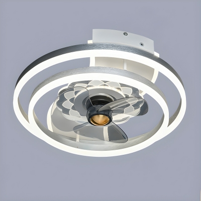 Modern Flushmount Ceiling Fan with Stepless Dimming Remote Control and Clear ABS Plastic Blades