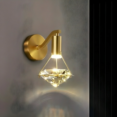 Modern LED Crystal Wall Sconce with Down Light and Clear Shade