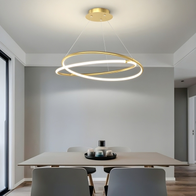 Modern Metal Chandelier with Acrylic Shade featuring LED Bulbs and Adjustable Hanging Length