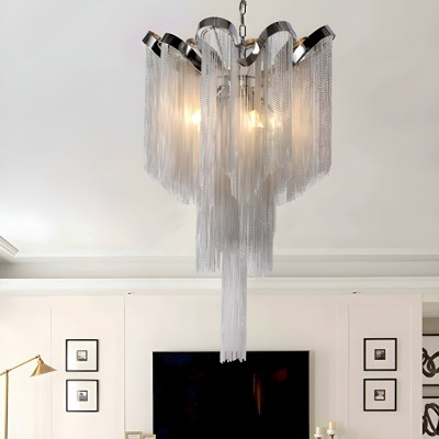 Contemporary Silver Chandelier with Ambient Aluminum Shades - Modern Style for a Stylish Home