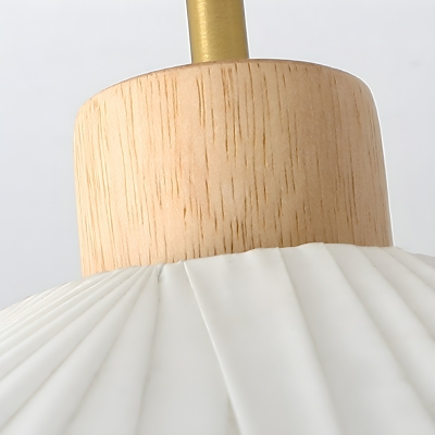 Contemporary White LED-Compatible Wood Pendant with Adjustable Cord-Mounting for Residential Use