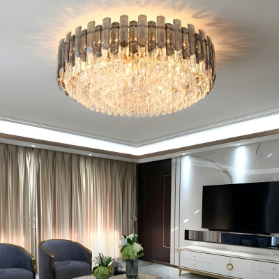 Gleaming Clear Crystal Flush Mount Ceiling Light - Modern Brilliance with Crystal Elegance