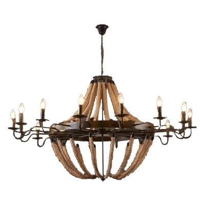 Industrial Metal Candelabra Chandelier with White Shade and Adjustable Hanging Length