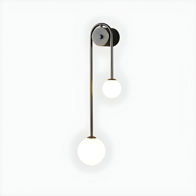 Modern Black Metal 2-Light Wall Sconce with Frosted Glass Shade