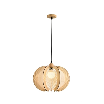 Natural Wood Rope Pendant Light with Adjustable Hanging Length for Modern Home Decor