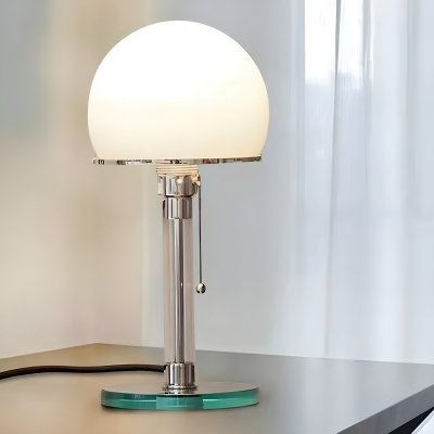 Stainless-Steel Modern Bedside Table Lamp with Ambient Glass Shade