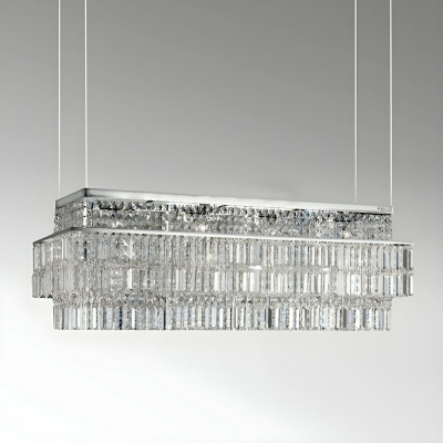 16-Light Contemporary Island Pendant with Downward Crystal Shade