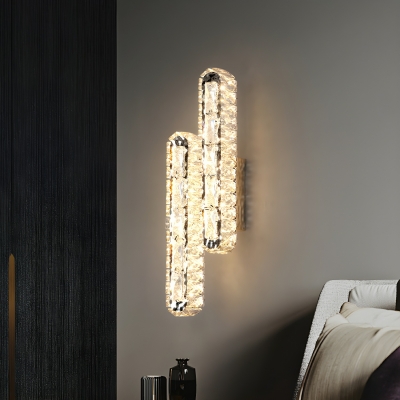 Elegant Modern LED Crystal Vanity Light with Clear Shades for Dining Room & Living Room