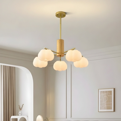 Elegant White Wood Chandelier with Modern Style and Bi-pin Lights