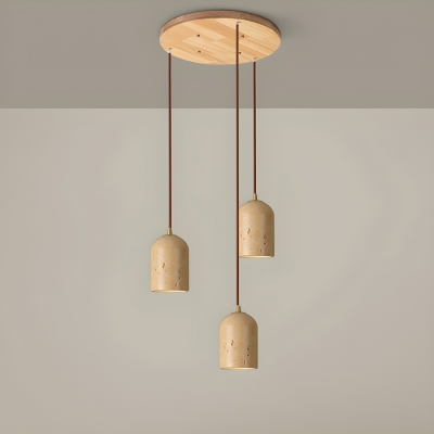 Minimalist Beige Stone Pendant Light with Adjustable Hanging Length and Linear Canopy Shape