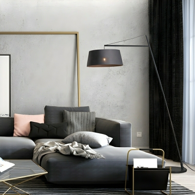 Modern Black Floor Lamp with Fabric Shade and One Light for Contemporary Style